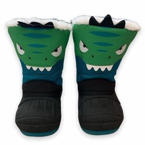 Cat & Jack Green Dinosaur Kids Snow Boots